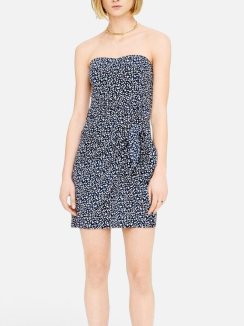 Club Monaco Harper Silk Dress Navy Polka Dot Strapless Dress Size 12